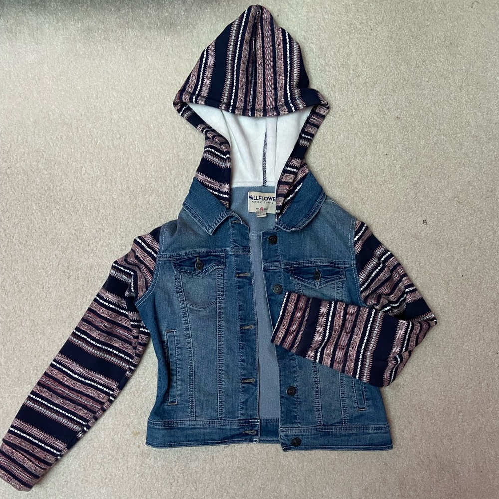 Denim Jacket with Fleece Sleeves